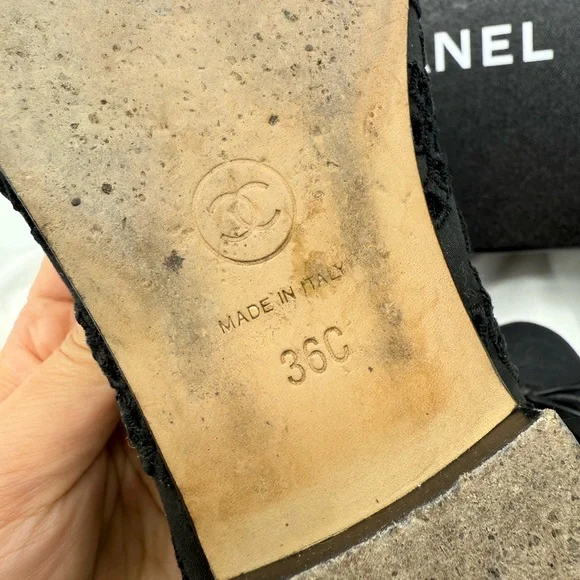 Chanel Black CC Perforated Mesh with Grosgrain Ballet Flats - 36C - Picture 8 of 12